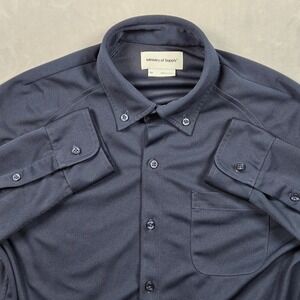 Ministry of Supply Apollo Button Down Shirt Mens Medium Navy Blue Performance